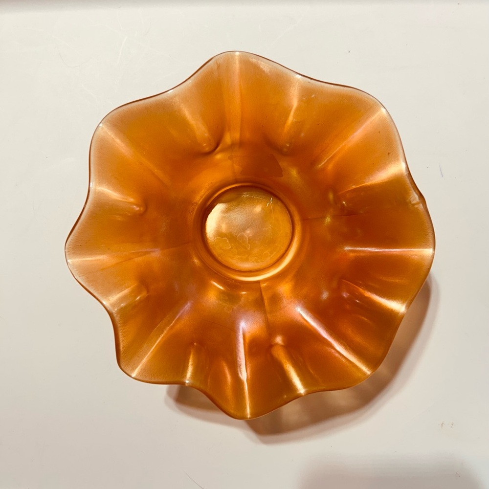 Carnival Glass Marigold Fluted Candy Dish/Bowl Vintage